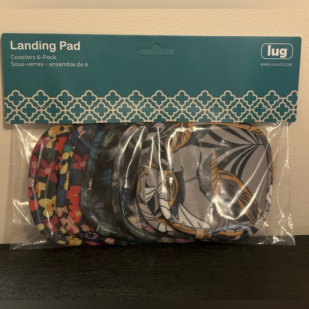 NWT Lug Landing Pad Set of 6 Coasters ~ Floral Prints